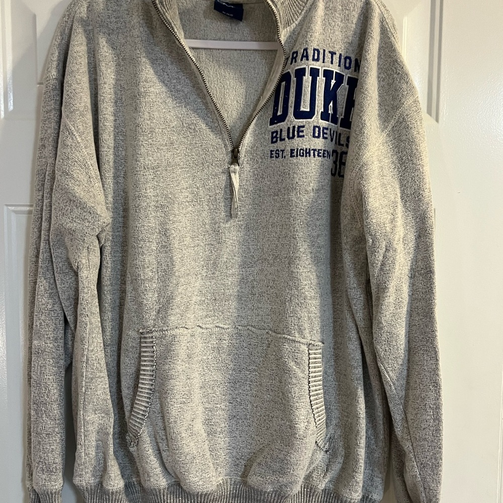 Gray Zip Up Duke Blue Devils Sweater Cozy Knit Casual